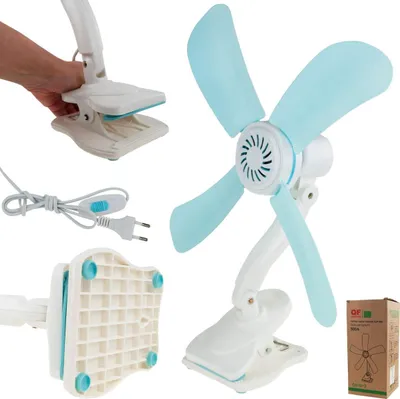 Zdjęcie produktu dla TG64412 WENTYLATOR BIURKOWY Z KLIPSEM WIATRAK BIUROWY z uchwytam na 230v angielski