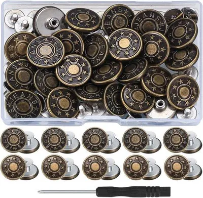 Produktbild von Ersatz-Druckknöpfe für Jeans - 30er Pack - Braun - 17 mm - Keine Nähte