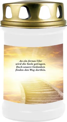 Produktbild von Grabkerze Weiß, Brenndauer: 48 Stunden, Motiv: Treppe