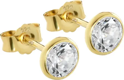 Produktbild von Paar 5,3mm Ohrstecker 925 Sterling Silber Gelbgold Vergoldet Zirkonia Ohrringe
