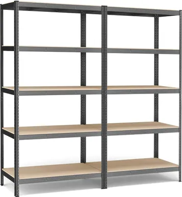 Zdjęcie produktu dla Zestaw 2 półek piwnicznych Rootz – regał do przechowywania – stalowa rama – wytrzymała konstrukcja – 60 cm x 120 cm x 200 cm