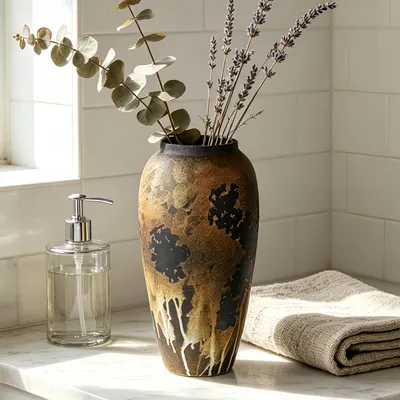 Immagine prodotto di Vaso in Vetroceramica rustica nera, alto 34 cm, ideale per un arredamento minimalista
