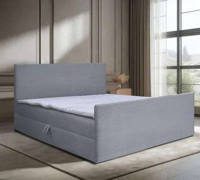 Produktbild von Bett Doppelbett Boxspringbett BERG POSO mit Fußsteil 180x200 cm OHNE Topper und Bonell-Matratze + 2 Bettkästen, H3 (Hellgrau: POSO 110)