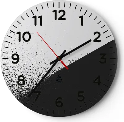 Produktbild von Wanduhr - Rund - Glasuhr - Schwarzweiß Hintergrund Geometrie - 30x30cm - Schleichendes Uhrwerk - Lautlos - zum Aufhängen bereit - Dekoration Modern - Wanddekoration aus Glas - C4AR30x30-4989