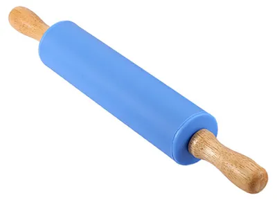 Produktbild von Silikon-Teigroller mit Holzgriff, 30 cm, blau