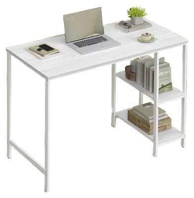 Produktbild von Computertisch – Arbeitstisch – Bürotisch – Holz und Stahl – 50,1 x 100,1 x 76,1 cm – Weiß