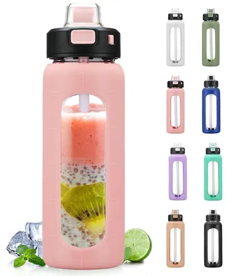 Productafbeelding van Solidchoice - 700ml Glazen Waterfles met Handvat en Rietje