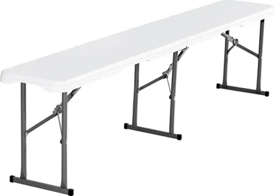 Obrázok produktu pre Skladací plastový prenosný piknikový záhradný stôl 183 cm Biely
