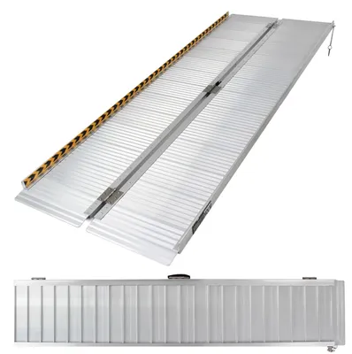 Produktbild von TRUTZHOLM Rollstuhlrampe klappbar 213 cm 272 kg Alu grau geriffelt Auffahrrampe Rollator Tragegriff