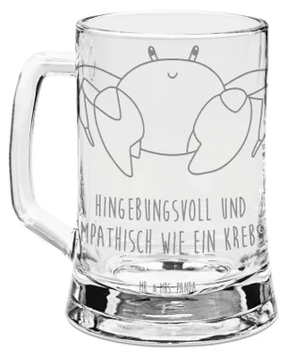Produktbild von Mr. & Mrs. Panda Humpen Sternzeichen Krebs - Transparent - Geschenk, Seidel, Tierkreiszeichen, Krug, Meerestier, Meer, Glas Bierkrug, Krabbe, Mit Gravur, graviert, Krebse