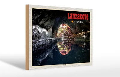 Produktbild von Holzschild Reise 30x20cm Lanzarote Spanien Jameos del Agua