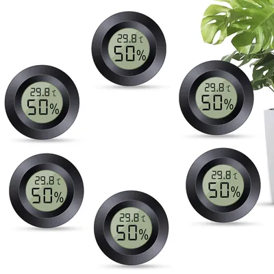 Image de Mini hygromètre-thermomètre numérique, lot de 6, couleur noire