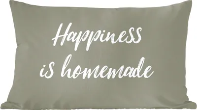 Produktbild von MuchoWow® Zierkissen Sofakissen Wohnzimmer Dekokissen 50x30 cm Zitate - Das Glück ist hausgemacht - Sprichwörter - Glück - Wohnzimmerdekoration - Polster mit Photo