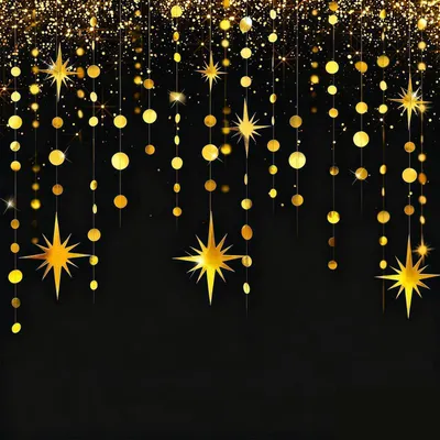 Produktbild von Hängende Papiergirlande Glitzer Gold 20M Stern & Kreis Deko für Party & Hochzeit