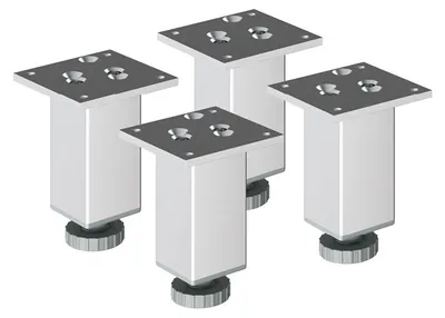 Produktbild von 4er Set sossai Höhenverstellbare Aluminium Möbelfüße 120mm in eloxiertem Design Schrankfüße Sockelfüße