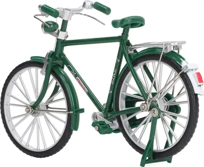 Obrázok produktu pre zliatinový model bicykla v mierke 1:10, kolekcia vintage miniatúrnych simulácií, voľne stojaci bicykel s nafukovacou taškou, zelený