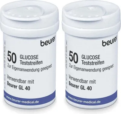 Produktbild von Beurer Teststreifen - für Blutzuckermessgerät GL 40 - B00KTD8GKO | Packung (100 Stück)