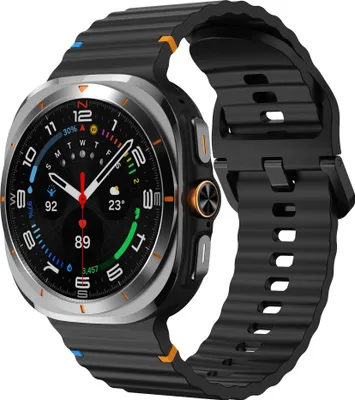 Produktbild von Strap-it Wave Silikonarmband - passend für die Samsung Galaxy Watch Ultra / Ultra 2025 47mm (schwarz)