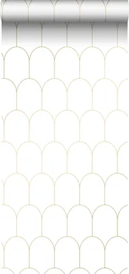 Obrázek produktu pro ESTAhome tapeta Art Decó vzor bílá a zlatá - 139139 - 0,53 x 10,05 m