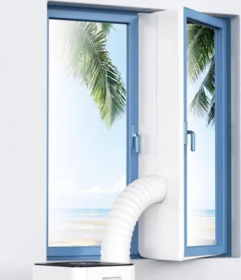 Produktbild von Fensterabdichtung 500cm Für Mobile Klimageräte und Abluft-Wäschetrockner, Window Kit Universal passend für alle Schlauchgrößen, Wasserdicht, Winddicht