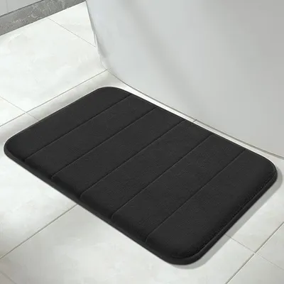Produktbild von MODFU Badteppich Waschbar 40x60cm rutschfest Badematten-Set Badvorleger und WC Teppich für Badezimmer, Schwarz
