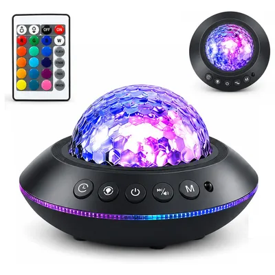 Produktbild von Sternenhimmel Projektor mit Ozean-Welleneffekt, 45 Lichtmodi, 15 Sounds, Hi-Fi Bluetooth-Lautsprecher, Musik-Sync, Fernbedienung & Timer