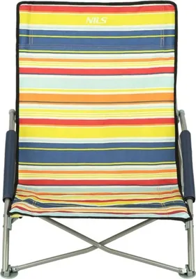 A striped camping chair.