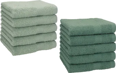 Produktbild von Betz 10 Stück Seiftücher 30x30 cm PREMIUM 100% Baumwolle  Farbe: heugrün und tannengrün