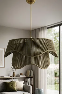 Produktbild von Opviq, Moderne Pendelleuchte mit Macrame-Kappe, Grün, Ø50 cm, 1x E27
