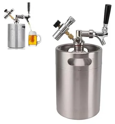 Produktbild von Mini-Rostfreies Edelstahlfass 5L - Druckregelung und flexibles Ventil - Buachoisb4te5gp98i
