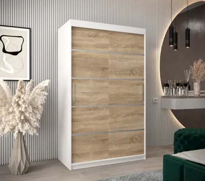 Produktbild von MINIO Kleiderschränk 120 cm VERONA 1 Weiß / Sonoma