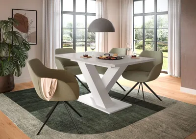 Produktbild von Kulissen-Esstisch >Motion< ausziehbar, Weiß/Kaschmir - 150-190x76x90cm (BxHxT)