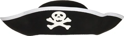 Produktbild von Boland Piratenhut für Kinder, Dreispitz, schwarz mit Totenkopf, ideal für Karneval und Mottopartys