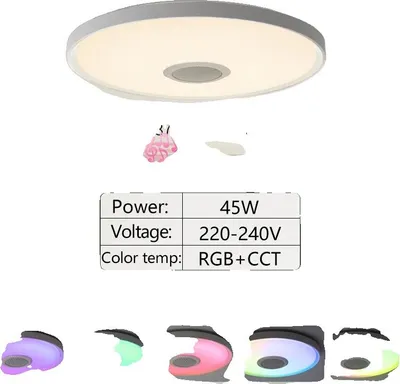 Zdjęcie produktu dla Inteligentna lampa sufitowa, wybór kolorów RGB, głośnik Bluetooth, 14,56 cala (37 cm)