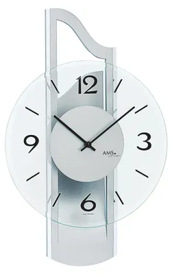 Produktbild von AMS W9678 Wanduhr mit 3D-Holzgehäuse silberlackiert