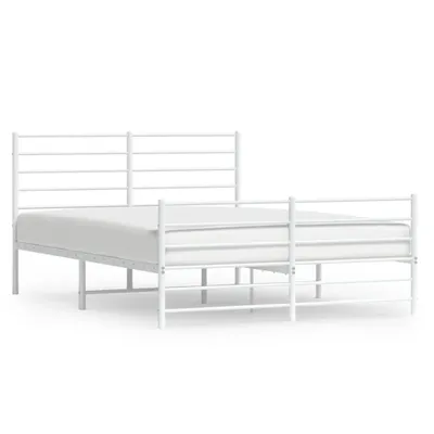 Zdjęcie produktu dla Metalowa Rama Łóżka Z Wezgłowiem I Zanóżkiem, Biała, 150X200 Cm Lumarko!