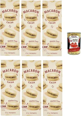 Produktbild von Cuorenero Macaron Cacao , gluten frei, gluten free, Kosher, Macaron Kakaocreme 6x 42g + Italian Gourme tpolpa 400g