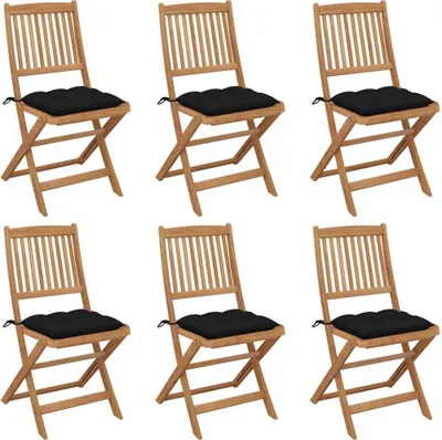 Produktbild von Design Klappbare Gartenstühle 6 Stk. mit Kissen Massivholz Akazie - Gartenstühle 2025 Neu9141779 3parcel