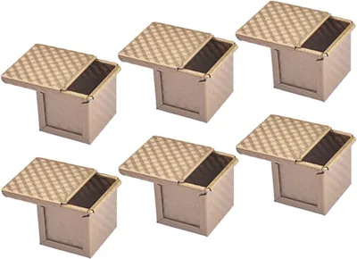 6er Set Mini Toastform mit Deckel, Antihaft, Aluminium, Gold