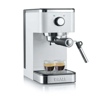Produktbild von Kávovar GRAEF Salita ES 401EU s portafiltrem, bílý -15 barů, nádržka na vodu 1,25 l, mléčná pěna, funkce horké vody, 1450 W včetně příslušenství
