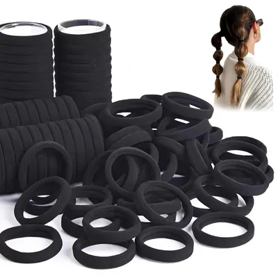 Obrázek produktu pro 50 ks elastických gumiček do vlasů – černé