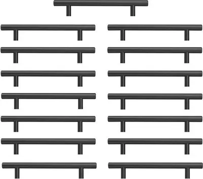 Productafbeelding van Keukenladehandgrepen, zwart - 15 stuks, roestvrij staal met zwarte coating
