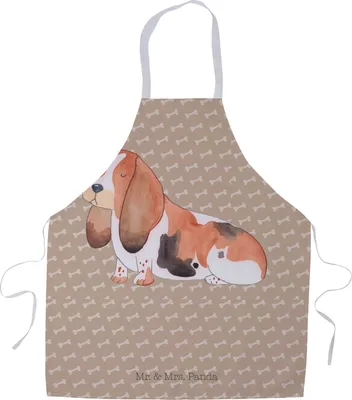 Produktbild von Mr. & Mrs. Panda Kochschürze Hund Basset Hound - Hundeglück - Geschenk, Sprüche, Küchenschürze, Hundemama, Latzschürze, Grillschürze, Schürze, Backschürze