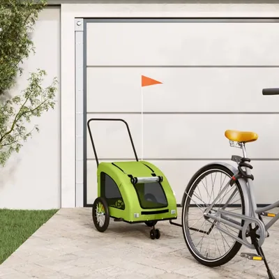 Produktbild von vidaXL Príves na bicykel pre psov zelený Oxford tkanina a železo