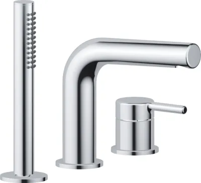Zdjęcie produktu dla Elegancka bateria wannowa 3-otworowa PI, chromowana powłoka