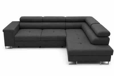 Zdjęcie produktu dla Sofa narożna w kształcie litery L ALVARO, kolor ciemnoszary, wymiary 275 x 90 x 202 cm, z funkcją spania i pojemnikiem na pościel po prawej stronie, Obraz wygenerowany przez AI