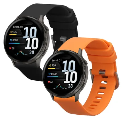 Produktbild von kwmobile 2x Uhrenarmband für Garmin Venu 4 45mm Armband - Fitnesstracker Band Set aus TPU Silikon - Ersatzarmband Smartwatch - Schwarz Orange