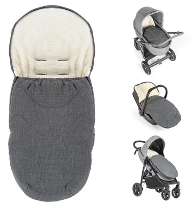 Produktbild von Universelle Fußsack für Kinderwagen, 2-in-1 Fleece, Grau