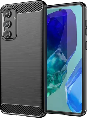 Produktbild von Hülle für Samsung Galaxy M55 Carbon-Faser Weich TPU Silikon Stoßfest Handyhülle Schwarz