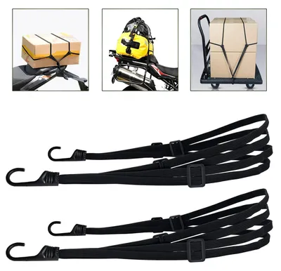 Image de Sangles de fixation avec crochets, lot de 2, 90 cm, noires, réglables en 4 positions